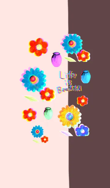 [LINE着せ替え] 花と花瓶のコラージュの画像1