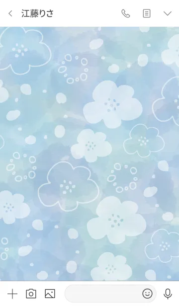 [LINE着せ替え] 手書きお花水彩ブルー2の画像3
