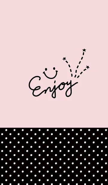 [LINE着せ替え] ピンク黑水玉スマイル21の画像1