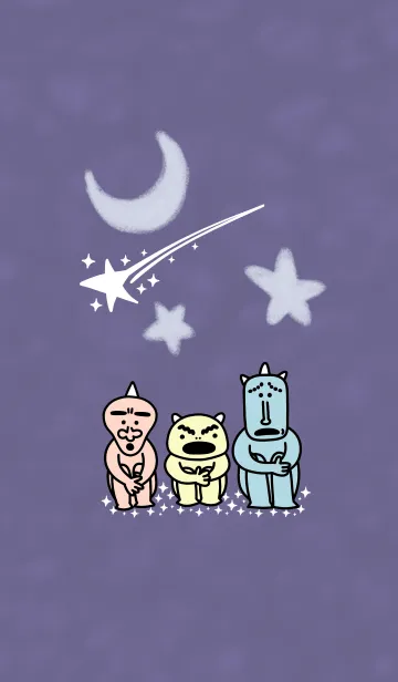[LINE着せ替え] 星降る夜の かわいい3匹の小鬼の画像1