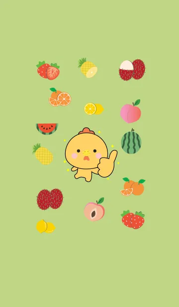 [LINE着せ替え] Cute Chicken And Fruit (jp)の画像1