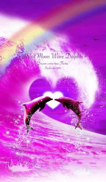 [LINE着せ替え] 恋愛運 ♥Heart Moon Wave Dolphin2の画像1