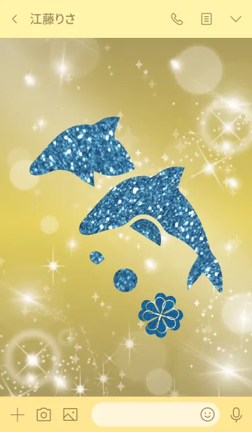 [LINE着せ替え] ゴールド : 幸運のイルカと四葉の画像3