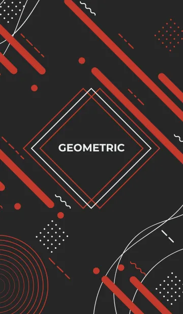 [LINE着せ替え] Geometric Diagonal Flat Black Redの画像1