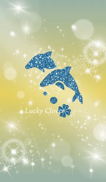 [LINE着せ替え] ベージュとカーキ : 幸運のイルカと四葉の画像1