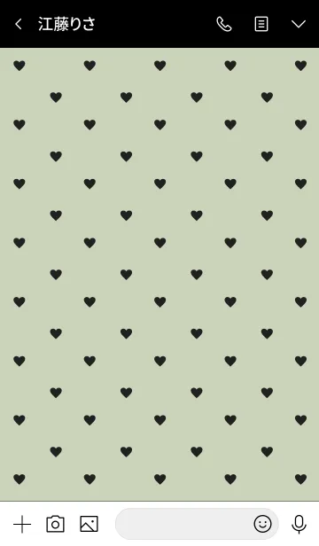 [LINE着せ替え] 黒ハートくすみグリーン2の画像3
