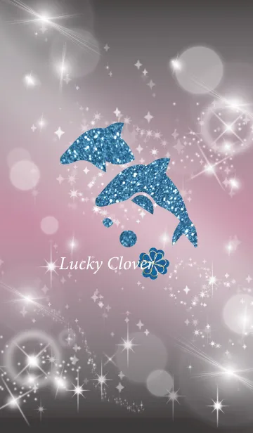 [LINE着せ替え] 黒とピンク : 幸運のイルカと四葉の画像1