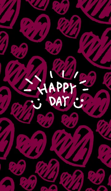 [LINE着せ替え] 黑ピンクハート スマイル12の画像1