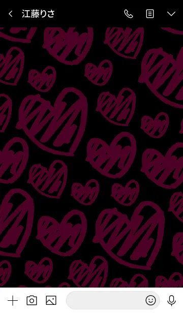 [LINE着せ替え] 黑ピンクハート スマイル12の画像3