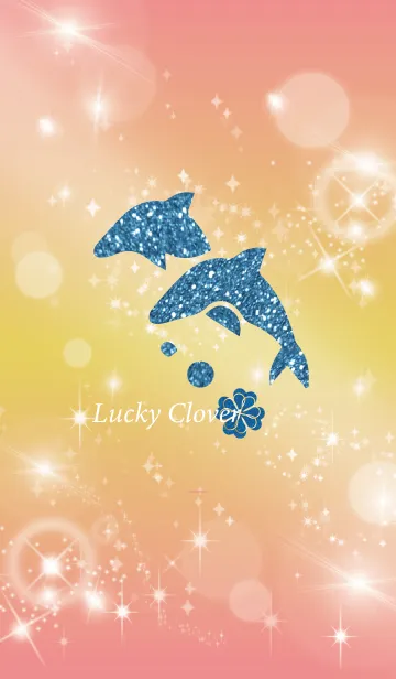 [LINE着せ替え] ベージュとピンク : 幸運のイルカと四葉の画像1