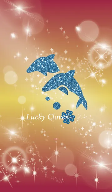 [LINE着せ替え] ボルドー : 幸運のイルカと四葉の画像1