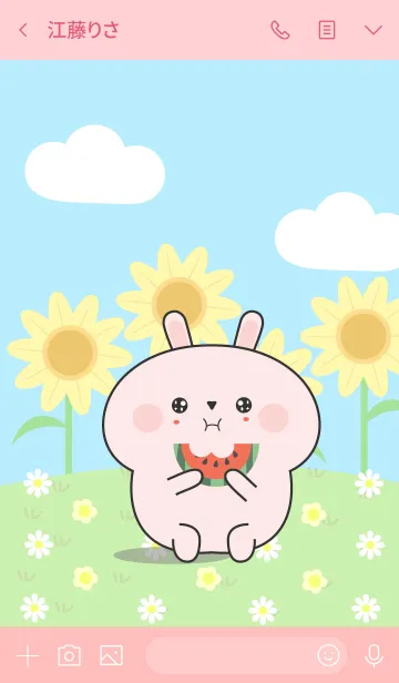 [LINE着せ替え] Happy Lovely Pink Rabbit Theme (jp)の画像3