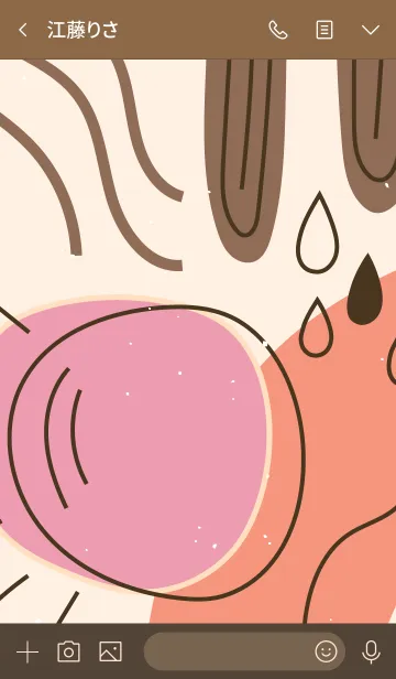 [LINE着せ替え] Sweet Brown Abstrack Hand Drawnの画像3