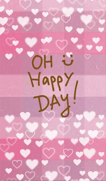 [LINE着せ替え] くすみピンクチェック-ハートスマイル23-の画像1