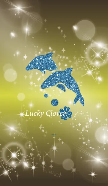 [LINE着せ替え] ブラウン : 幸運のイルカと四葉の画像1