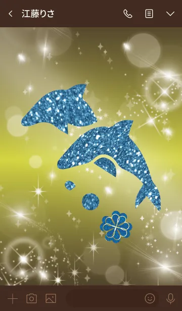 [LINE着せ替え] ブラウン : 幸運のイルカと四葉の画像3