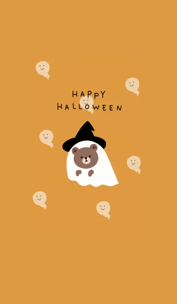 [LINE着せ替え] おばけクマとハロウィン♪オレンジの画像1