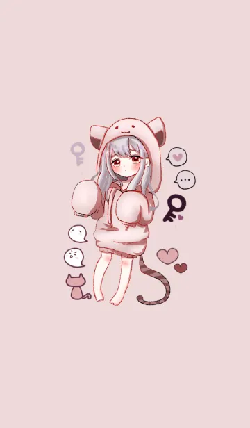 [LINE着せ替え] 猫ばけパーカーちゃんの画像1