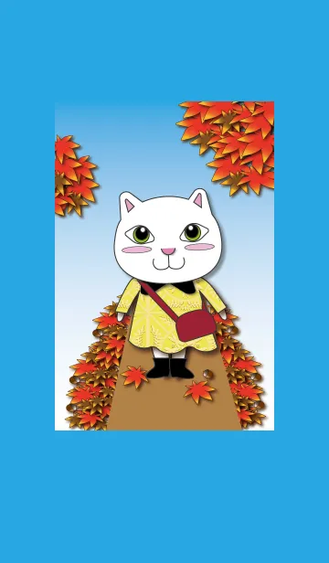 [LINE着せ替え] 紅葉を愛でる猫の画像1