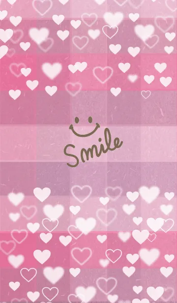 [LINE着せ替え] くすみピンクチェック-ハートスマイル7-の画像1