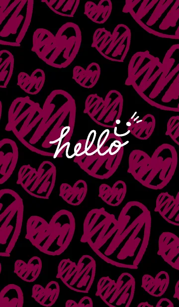 [LINE着せ替え] 黑ピンクハート スマイル28の画像1