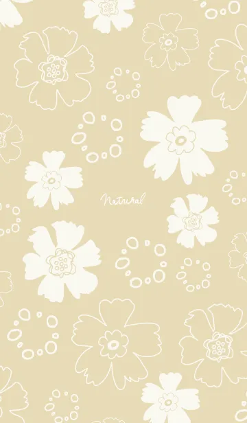[LINE着せ替え] ナチュラル 花と丸 ベージュ2の画像1