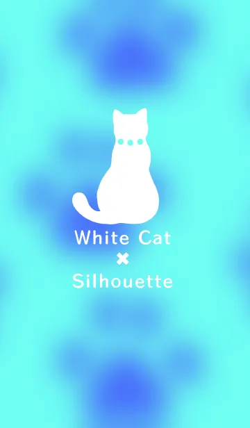 [LINE着せ替え] 白猫×シルエット（水色）の画像1