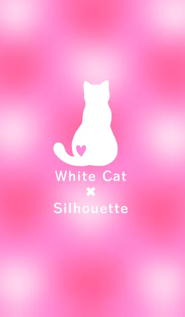 [LINE着せ替え] 白猫×シルエット（ピンク）の画像1