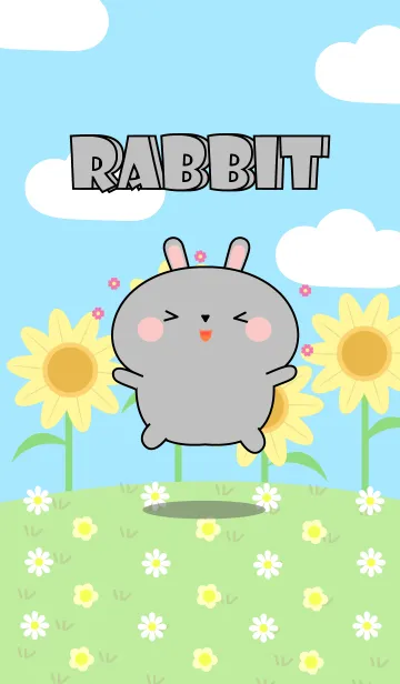 [LINE着せ替え] Happy Lovely Grey Rabbit Theme (jp)の画像1