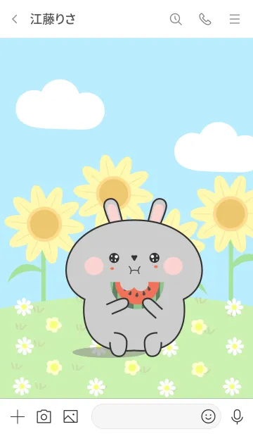 [LINE着せ替え] Happy Lovely Grey Rabbit Theme (jp)の画像3