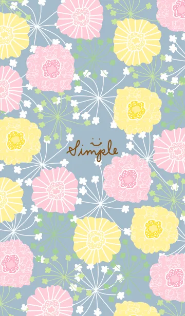 [LINE着せ替え] 北欧風お花ブルー スマイル2の画像1