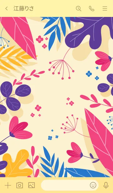 [LINE着せ替え] Abstract Colorful Cream Floralの画像3