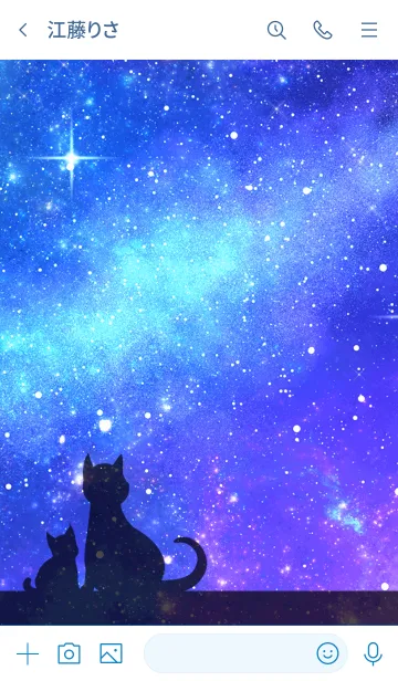 [LINE着せ替え] さとみ用★星空と猫シルエットの画像3