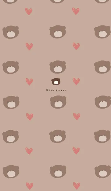 [LINE着せ替え] クマとハートだらけ。ベージュ。の画像1