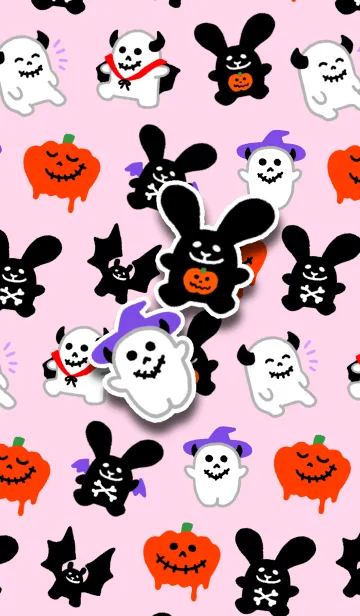 [LINE着せ替え] ロックなウサギとドクロ♥️ハロウィンの画像1