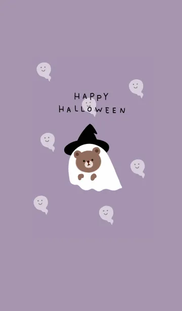 [LINE着せ替え] おばけクマとハロウィン♪パープルの画像1