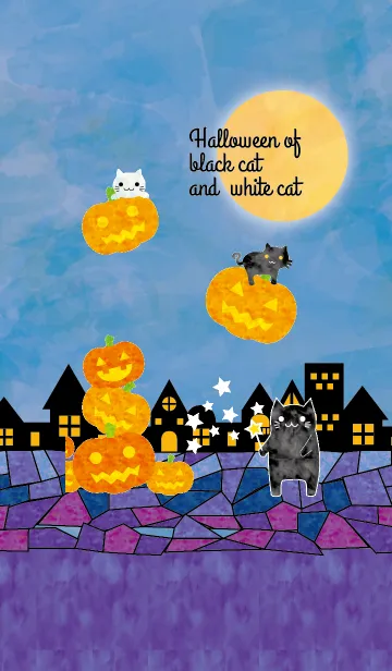 [LINE着せ替え] 黒猫と白猫のハロウィンの画像1
