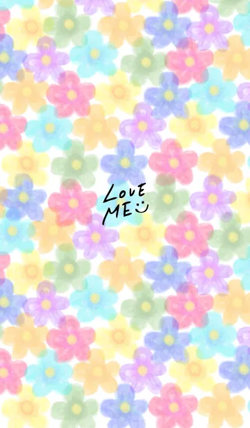 [LINE着せ替え] 水彩お花畑スマイル25の画像1