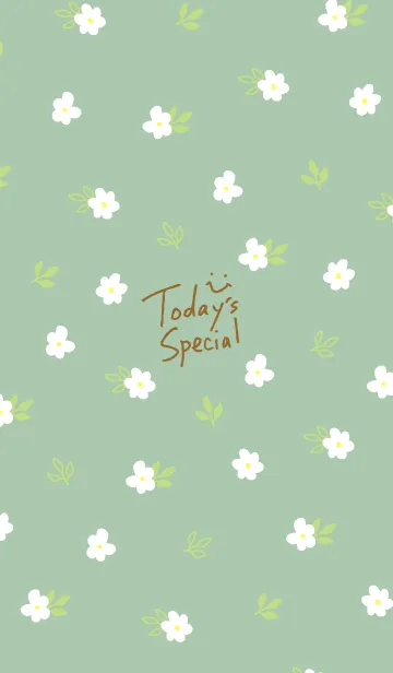 [LINE着せ替え] 白い小花 グリーン7の画像1