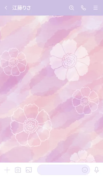 [LINE着せ替え] 花 水彩 ピンク6の画像3