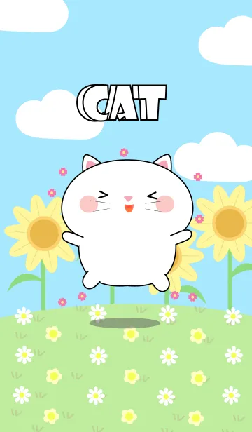 [LINE着せ替え] Happy Lovely White Cat Theme (jp)の画像1