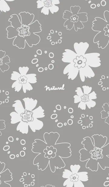[LINE着せ替え] ナチュラル 花と丸 グレー2の画像1