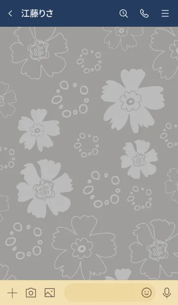 [LINE着せ替え] ナチュラル 花と丸 グレー2の画像3