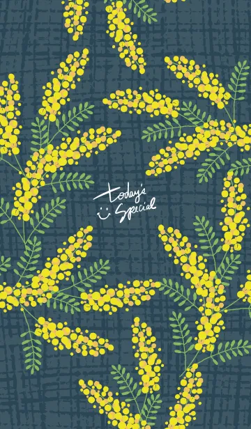 [LINE着せ替え] ミモザと麻 藍色2の画像1