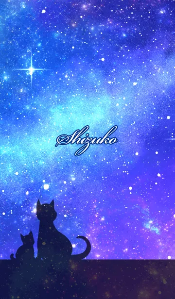 [LINE着せ替え] しずこ用★星空と猫シルエットの画像1