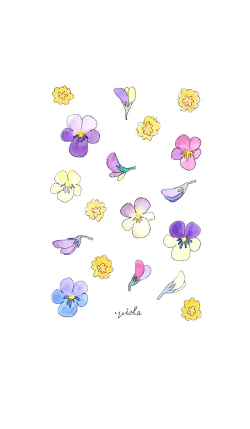 [LINE着せ替え] Viola ビオラの花の着せかえ。水彩の画像1