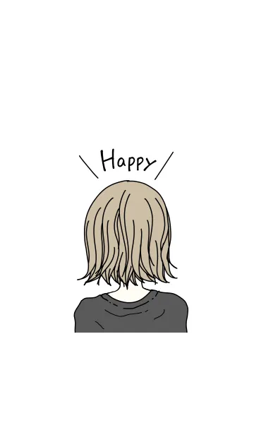 [LINE着せ替え] シンプルと女の子とHappyの画像1