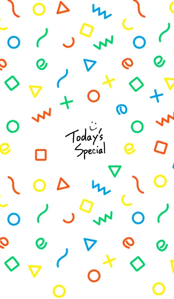 [LINE着せ替え] カラフル図形 白11の画像1