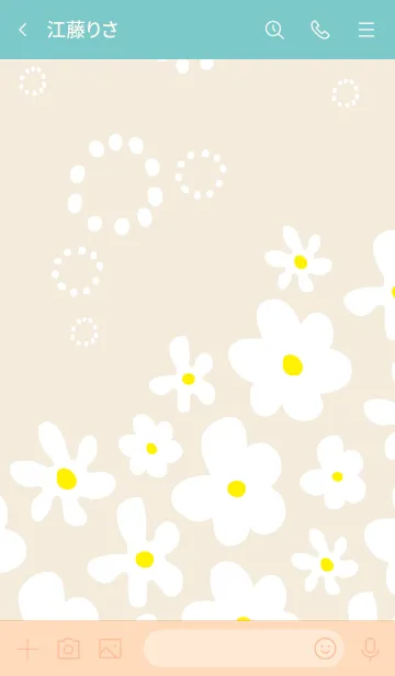 [LINE着せ替え] 白い花が可愛い ベージュ3の画像3