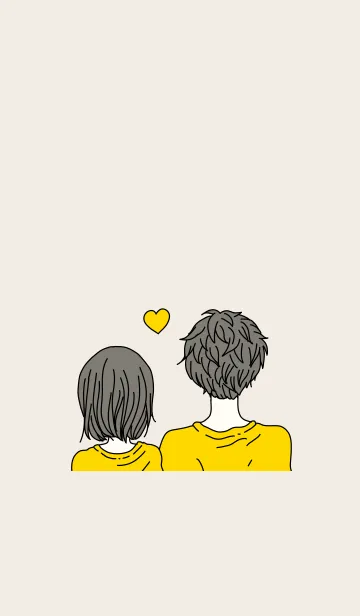 [LINE着せ替え] 男の子と女の子◎カップル/黄色/イエローの画像1
